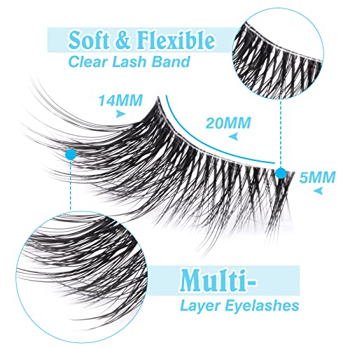 Spiky Natural Half Lashes Wispy False Eyelashes for Volume & Extensions - Reusable, Soft Handmade Black Band