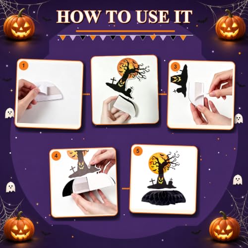 Halloween Honeycomb Centerpieces Set - 9 Festive Table Decorations