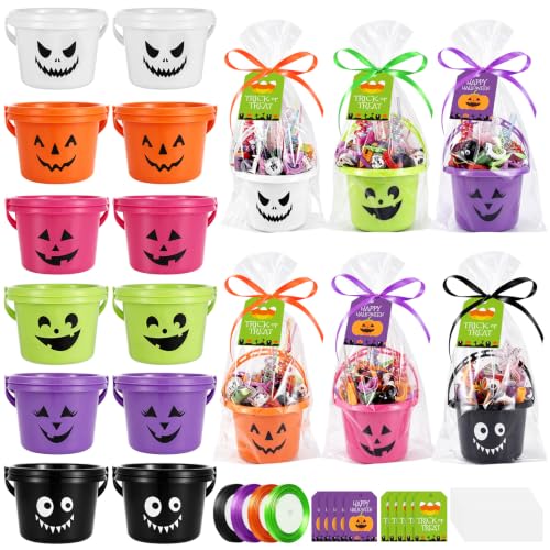 Halloween Plastic Pumpkin Candy Buckets Gift Set - 24 Pcs, 6 Colors (Variation of THIS listing)