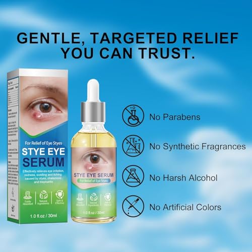Stye Eye Relief Serum Natural Eyelid Drops for Styes Blepharitis & Chalazion Fast-Acting Relieve Eye Irritation Redness & Swelling Gentle Formula 1.01 Fl oz/30 Ml