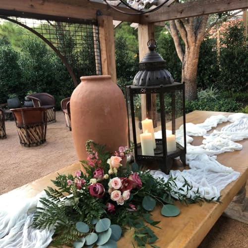 Bright White Cheesecloth Table Runners - 10 Pack, 120 Inch Length, 10ft