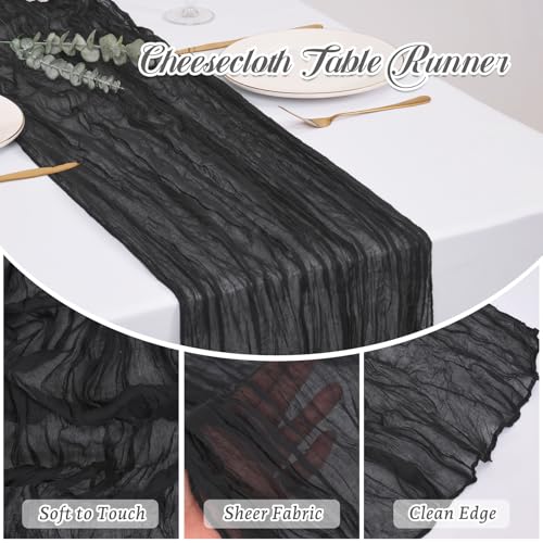 Black Cheesecloth Table Runners 8 Pack 21x120 Inch Rustic Boho Wedding Party Decor