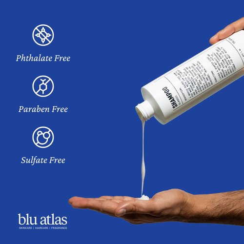 Blu Atlas Men's Natural Shampoo - Organic, Sulfate-Free, Deep Cleansing & Hydrating - Classic Bergamot Sage Patchouli Scent - 8 oz