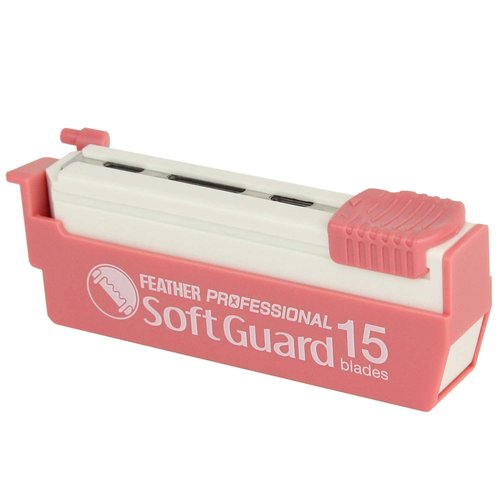 Feather Artist Club ProSoft Guard Razor Blades - 1 Pack of 15 - Single Straight Edge Razor Blade with Guard Refills for Shaving - For Men, Women, & Barbers