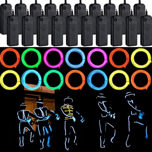 30 Pack 6.6ft Neon LED EL Wire Lights Battery Powered for DIY & Events