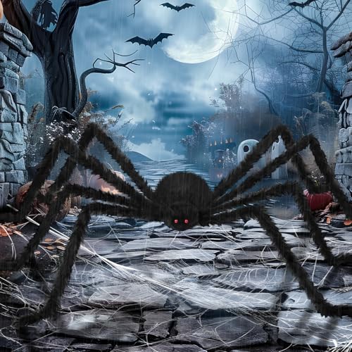 10ft & 5ft Giant Halloween Fake Spiders - Realistic Outdoor Yard Decor