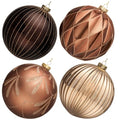 Large Christmas Ornaments Set - 6 Inch Shatterproof Plastic Holiday Bulbs - Brown - 4 Pack