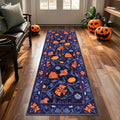 Fall Runner Rug for Hallway 2x6ft - Purple Hello Pumpkin Non Slip Washable Kitchen Entryway Floor Mat