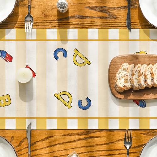 School Spirit Pencils Table Runner - First Day of School Classroom Decor 13x72 Inch