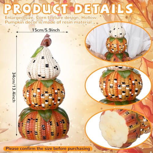 Fall Decorative Corn & Pumpkin Figurines for Home & Garden - 14 Inch Set