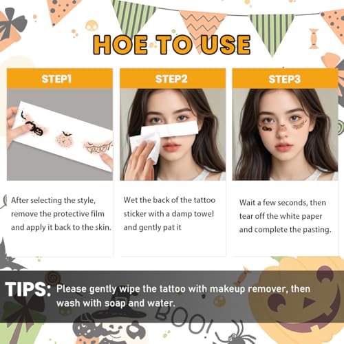 Halloween Freckles Face Tattoos 14-Piece Makeup Stickers - Variation B