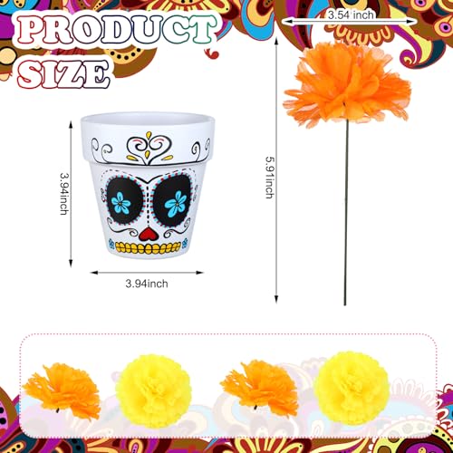 Day of the Dead Skull Vase Centerpiece Set with Marigold Flowers - Variation: Skull
