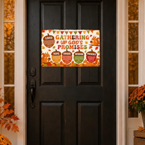 Fall Religious Metal Sign - Autumn Squirrels Wall Decor for Seasons