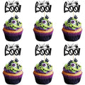 Halloween Boo Cupcake Toppers Glitter Spider Web Bat Cake Decorations - Style 4 Black
