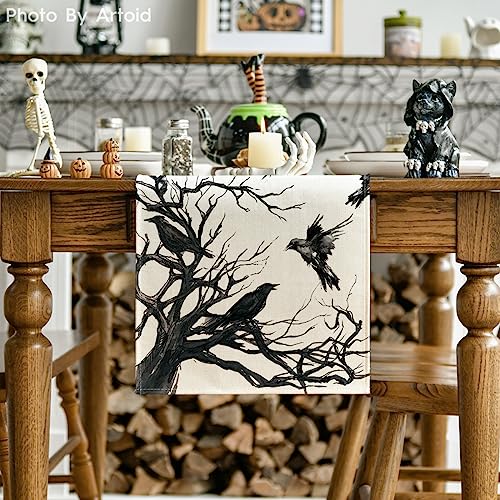 Halloween Table Runner 13x120 Inch Beige Spun Polyester Party Decor
