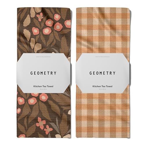 Geometry Fall Vibes Kitchen Towels Set - 18x30 Inch Microfiber Dish Cloths - 2 Pack