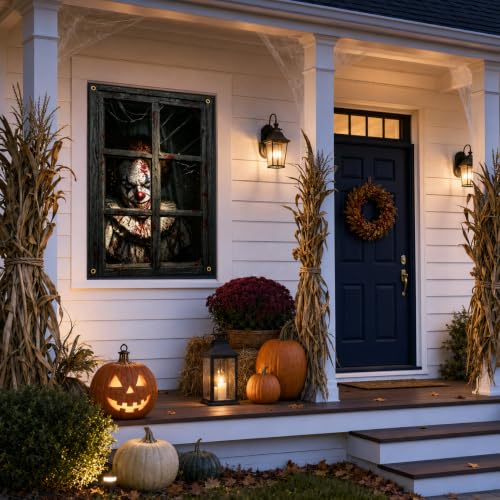 Halloween Scary Clown Window Decor Set - Crazy Clowns Variant, 32 x 47 Inches