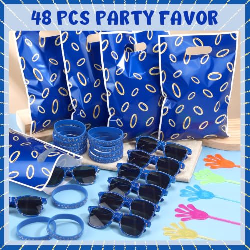 Blue and Gold Ring Party Favor Set - 48 Pieces, Birthday & Celebration