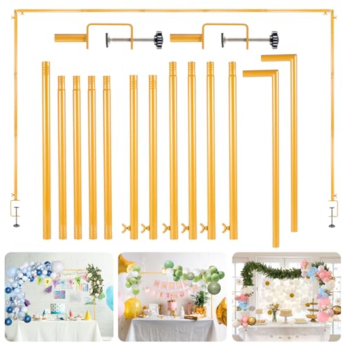 Artificial Plant Table Arch Stand with Clamps - Adjustable Height & Length, Gold