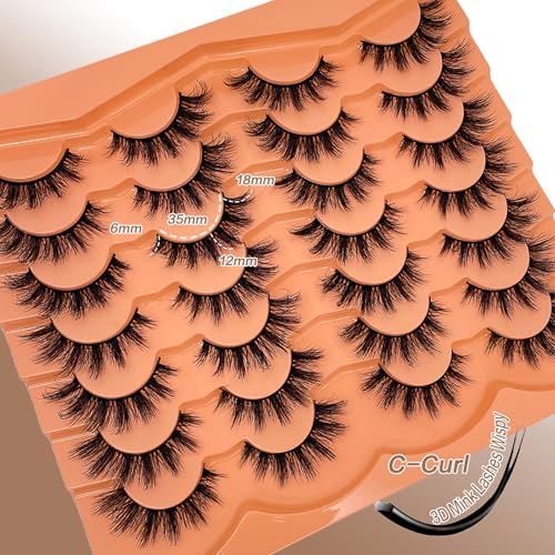 Mink Lashes Wispy Cat Eye False Eyelashes 18MM Fluffy & Reusable - SISIYDY