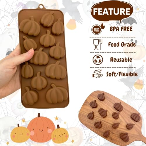 Pumpkin Silicone Chocolate Mold for Halloween and Thanksgiving - 1 Piece