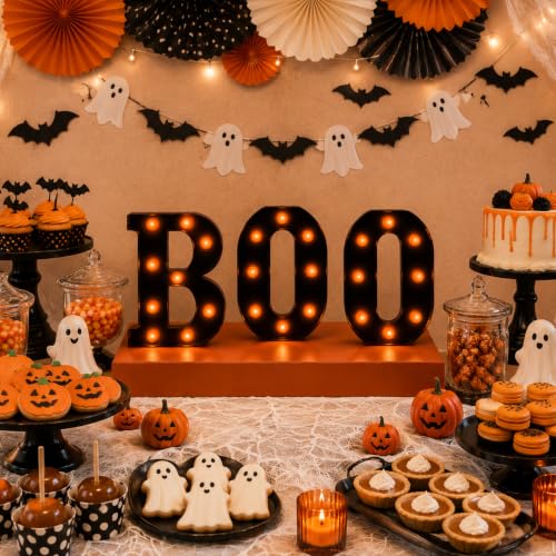 Lighted Halloween BOO Marquee Sign for Indoor Outdoor Decor - Spooky Home Party Accent