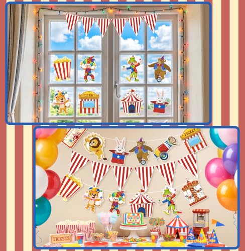 Circus Theme Party Decorations Set Banner Backdrop Supplies - 18 Pcs