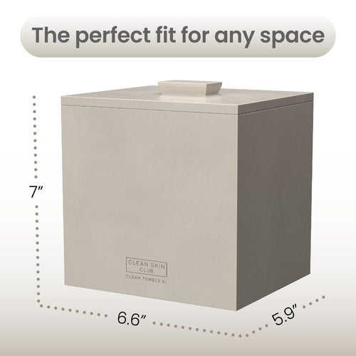 CLEAN SKIN CLUB Cement Box for 50 Disposable Clean Towels XL (Towels NOT Included), Concrete Container for Face Towelettes Bathroom Counter Storage, Cleansing Facial Dry Wipes - Taupe Stone