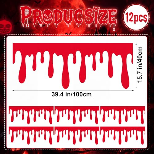 Halloween Felt Banner Decoration Set - 12 Red Felt Garlands for Party & Mantle Decor