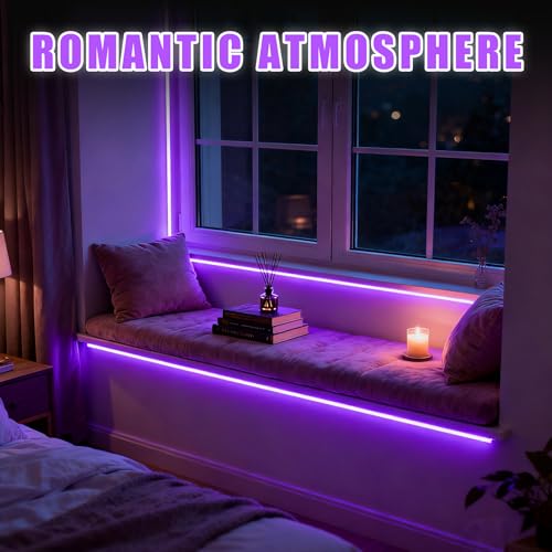 Purple LED Strip Lights 20Ft with Dimming Button - RGB Rope Lights for Decoration, Party, Cabinets