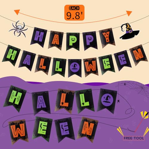 Halloween Banner Hanging Paper Garland - Black Halloween Party Decor