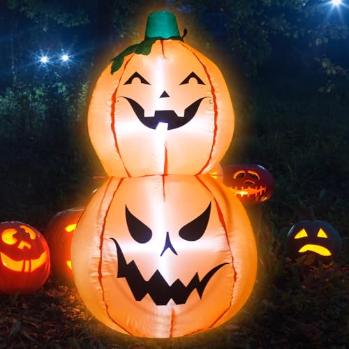 Halloween Inflatable Pumpkin Decoration - 3.5 Feet Tall with LED Lights - Variation of 3.5FT Halloween 2 Pumpkins