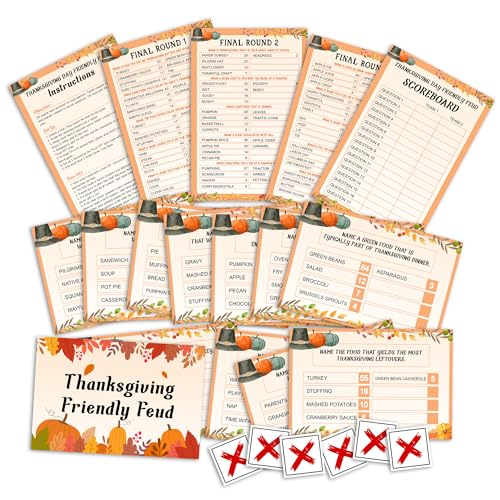Pumpkin Thanksgiving Friendly Feud Card Game for Adults & Families