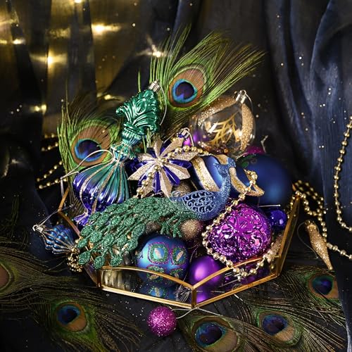 Christmas Tree Ornaments Set - 80 Shatterproof Holiday Decorations with Variety of Patterns and Finishes