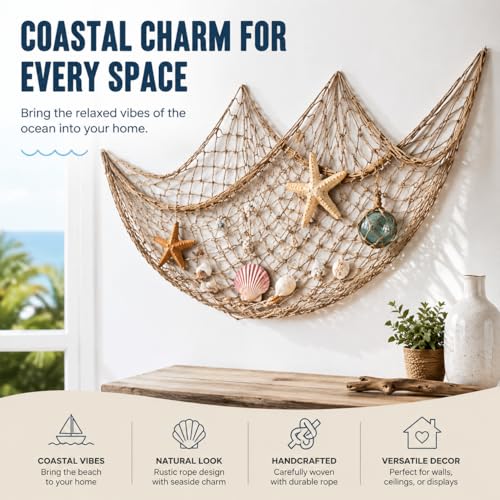 Brown Fish Net Decorations for Party Nautical Under Sea Tropical Table Runner