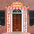 Sophena Multi Carnival Circus Party Banner Set - Red White Striped Tent Awnings for Birthday & Halloween