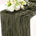 Olive Green Cheesecloth Table Runner for Birthday & Holiday Decor - 1 Pack