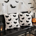 Halloween Throw Pillow Covers Set of 2 Ghost and Bat Design 18x18 Inches