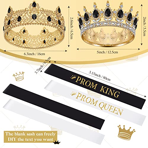Cool Style Prom King and Queen Crowns and Sash Set for Men Women