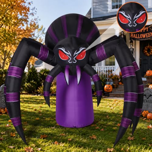 7 Ft Inflatable Halloween Spider with LED Lights Outdoor Yard Decor