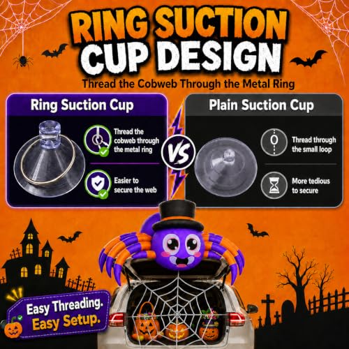 5ft Inflatable Halloween Spider Car Decoration Kit with LED Lights & Web