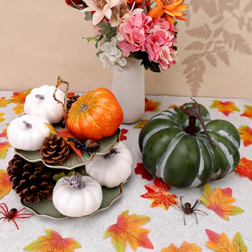Fake Pumpkin Decorative Centerpiece - Brown 9.5 Inch Autumn Fall Craft