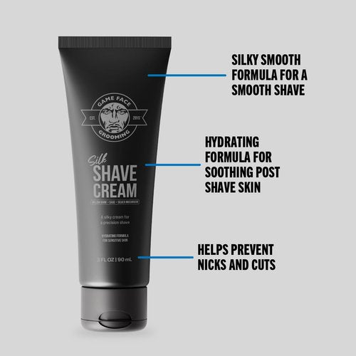 Game Face Silk Shave Cream - Hydrating Formula for Sensitive Skin, Fragrance-Free, Travel Size - 3 Fl. Oz.