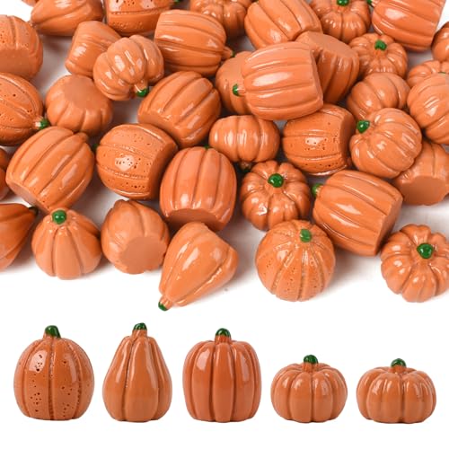 Mini Resin Pumpkins 50-Piece Fall Decor Set for Halloween & Thanksgiving