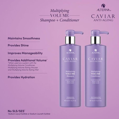 Alterna Haircare CAVIAR Anti-Aging Shampoo & Conditioner Set - 16.5 oz | Boost Volume for Fine Hair | Sulfate-Free Formula