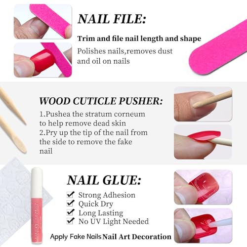 Lifextol Black Short Square Press On Nails Set with Glue & Tabs - 240pcs