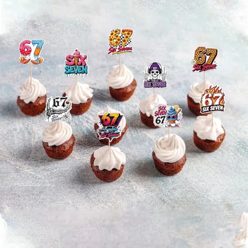 Six Seven Cake Topper Set - Cheers to 7th Birthday Party Decorations - Design 5