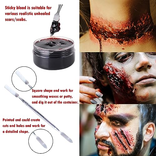 Halloween Special Effects Makeup Kit with Blood, Wound Wax, Face Paint & Brushes