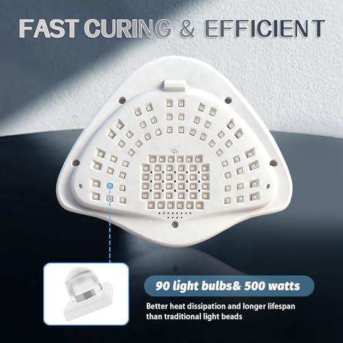 Professional UV LED Nail Lamp 500W with 90 LEDs, Smart Sensor & 4 Timers