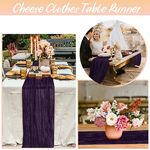 Purple Cheesecloth Table Runner 6 Pack - 35 x 10FT Rustic Gauze for Wedding & Party Decor